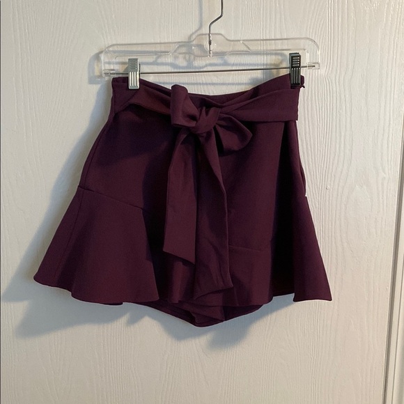 Zara Womens Small Purple Flounce Skirt with Bow with built in shorts - Picture 1 of 6
